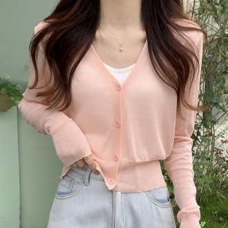 Áo cardigan mỏng xuyên thấu cổ chữ V mùa hè 5 màu WS-N01