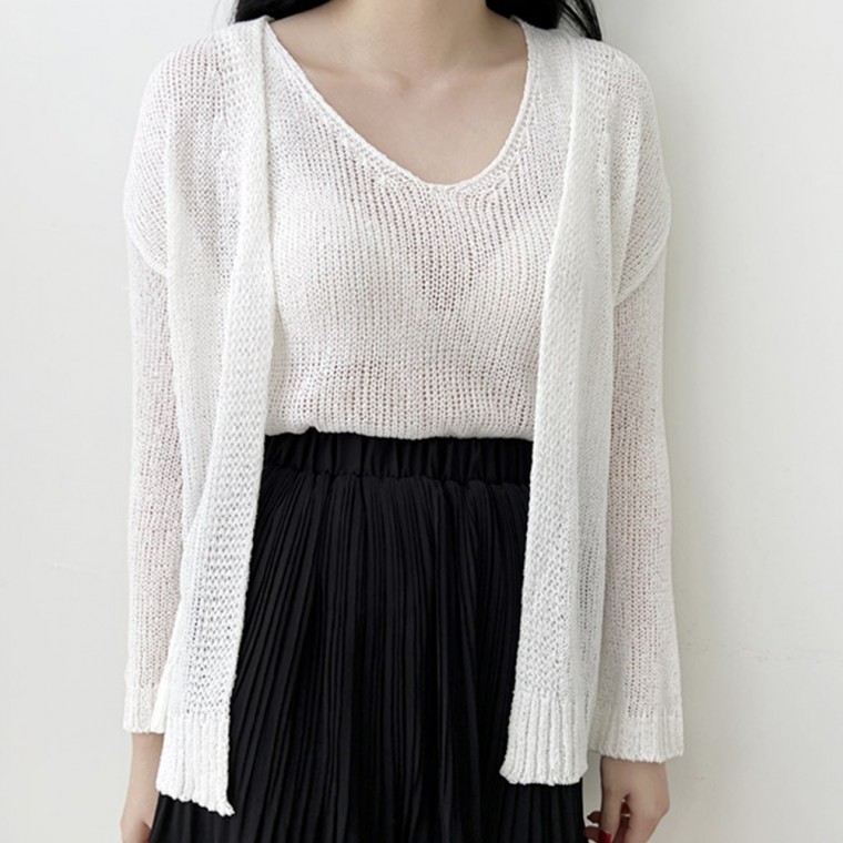 Áo khoác cardigan nữ dài tay Bộ áo ba lỗ mùa xuân thu cổ chữ V cơ bản hàng ngày Áo khoác ngoài thời trang công sở