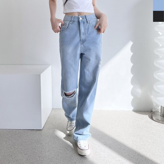 SIN 1010W Denim rách ống rộng size lớn cho nữ