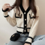 Phối màu điểm Áo cardigan 3 màu Áo len điểm ngọc trai