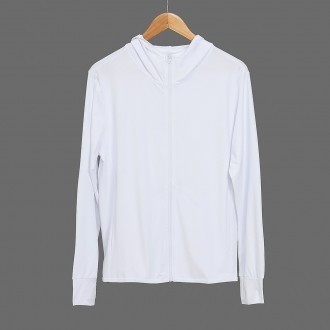 Áo khoác có mũ trùm đầu Zip-up M màu trắng có mũ trùm đầu chống tia cực tím của Jdt dành cho nữ trong mùa hè