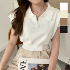 Áo thun crop ngắn tay áo thun pique đan cổ áo crop tee date look