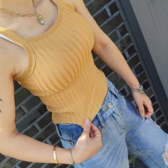 Áo ba lỗ dây nữ crop top dệt kim không tay mùa xuân hè áo ba lỗ có gân gân xếp tầng bên trong phong cách hẹn hò hàng ngày du lịch nước ngoài