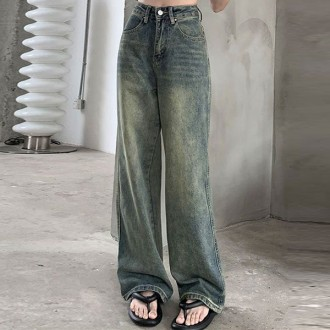 Quần denim lưng cao dáng suông thẳng vừa vặn cho nữ LK-DP05