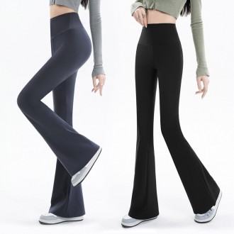 Quần legging nữ thắt lưng thoải mái, co giãn bó sát, legging bootcut hình kèn với đường nét xinh xắn