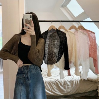 Áo cardigan đan lưới bolero rộng hàng ngày mát mẻ mùa hè