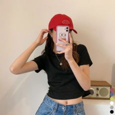 Áo thun ngắn tay crop top trơn đơn giản hàng ngày 6 màu LM-0341