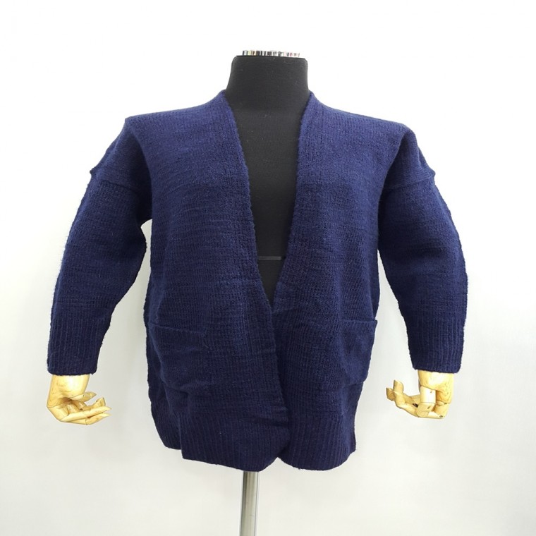 W1703 Áo len cardigan dệt kim dáng dài phong cách mở