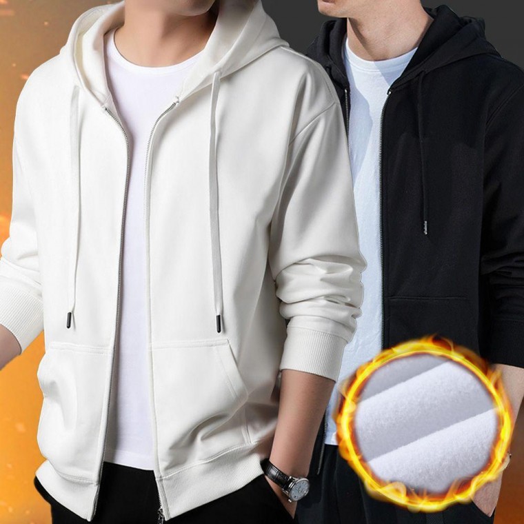 Áo hoodie có khóa kéo hàng ngày vừa vặn cơ bản chải unisex có mũ trùm đầu có khóa kéo áo hoodie nam cặp đôi