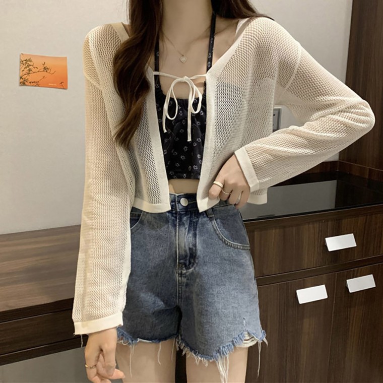 Áo cardigan lưới ngắn thiết kế thời trang mùa hè dành cho nữ