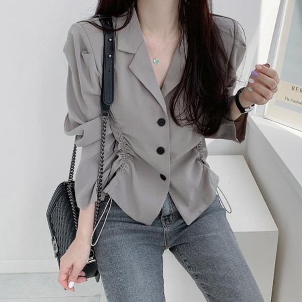 Áo khoác blouse nữ tính, thanh lịch, có viền xinh xắn hai bên