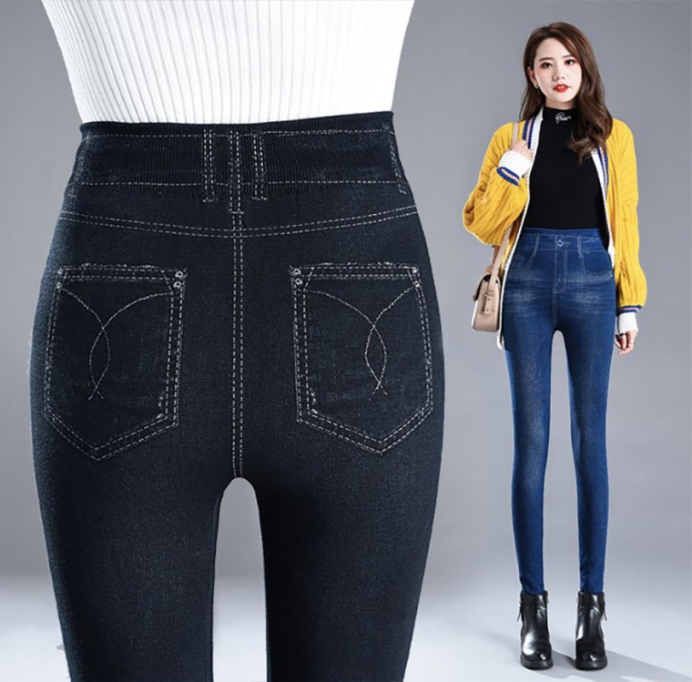 Quần jeans giả thời trang, quần legging nữ thoải mái chất thun tốt