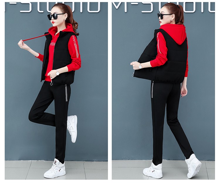 Bộ đồ tập luyện vest hoodie 3 món W09091