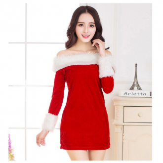 Nữ Giáng Sinh Lệch Vai Ông Già Noel Phù Hợp Với Mini 1 Gợi Cảm Santa Cô Gái Trang Phục Trang Phục Nữ Câu Lạc Bộ Nhìn đảng Mặc