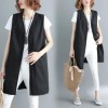 F70430/Áo vest không cổ sành điệu/áo vest dài/Áo vest/Áo vest