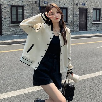 Áo khoác ngắn blouson bóng chày 1 màu dành cho nữ LK-J013