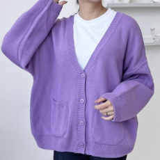 Áo cardigan đan len nữ dài tay cổ chữ V cơ bản hàng ngày Xuân Thu Giao mùa