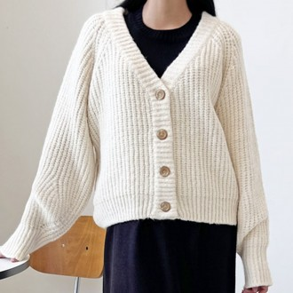 Áo cardigan nữ Nữ dài tay cổ chữ V Cơ bản Cơ bản Hàng ngày Thông thường Giao mùa