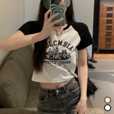 Áo thun crop top phối màu Colombia LM-0139