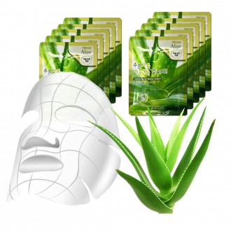 Tấm mặt nạ nóng lạnh lô hội 3W có độ bám dính cao 10 tấm ALOE thuộc da