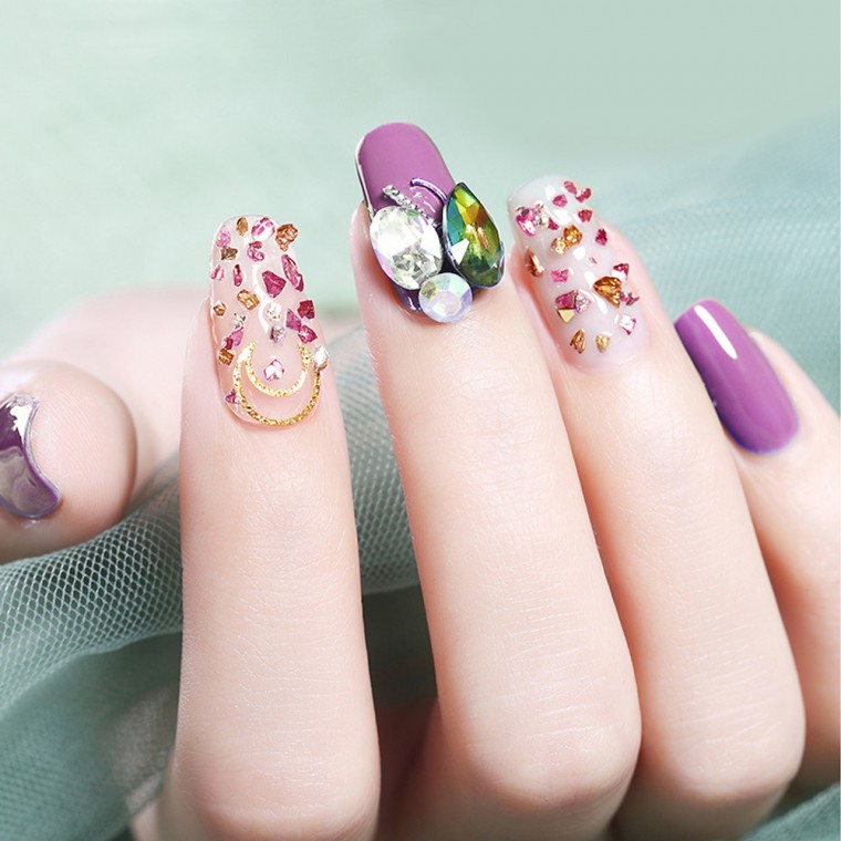 Bộ phụ kiện nail sáng (vàng tím)