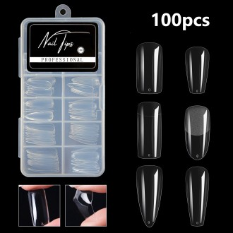 Tự chăm sóc móng tay Móng tay giả Slim Hemline Scrub Full Patch 100 chiếc Gel Nail Nail Tip Art Material Set