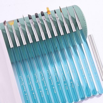 Funny Brush Blue + Brush Cap Bộ sưu tập 12 loại Fine Brush Nail Brush Funny Nail Brush Bàn chải cao cấp