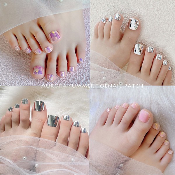 Aurora pedi tip 24 chiếc đầu kim loại pedi tip nối dài móng tay hợp thời trang nail tip người nổi tiếng tip