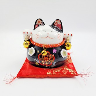 Heo đất Manekin Neko gốm sứ Nhật Bản (Đen)