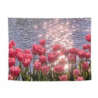 Yunseul Tulip Vải Màn Hình Màn Hình Màn Hình Giá Sách Kệ Sách Poster Cắm Trại Lối Vào Nửa Màn Cửa Giữa Vải Chiếu