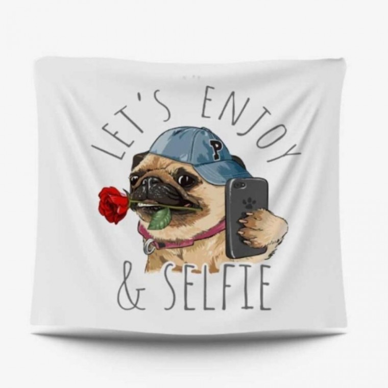 Selfie Bulldog Vải Màn Hình Màn Hình Giá Sách Kệ Sách Poster Cắm Trại Lối Vào Nửa Màn Cửa Giữa Chiếu Vải