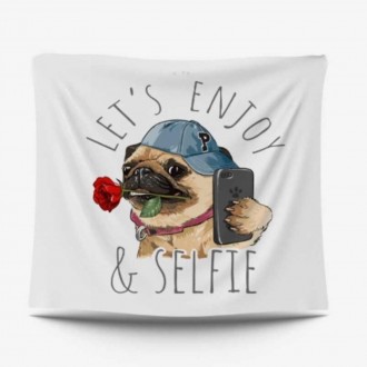 Selfie Bulldog Vải Màn Hình Màn Hình Giá Sách Kệ Sách Poster Cắm Trại Lối Vào Nửa Màn Cửa Giữa Chiếu Vải