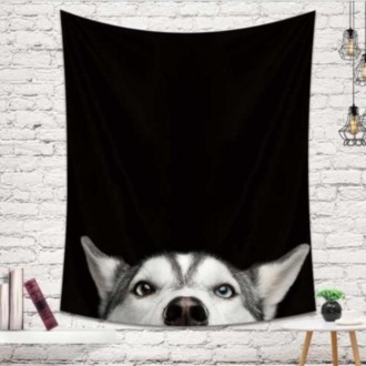 Đen Husky Vải Màn Hình Màn Hình Giá Sách Kệ Sách Poster Cắm Trại Lối Vào Nửa Màn Cửa Giữa Chiếu Vải