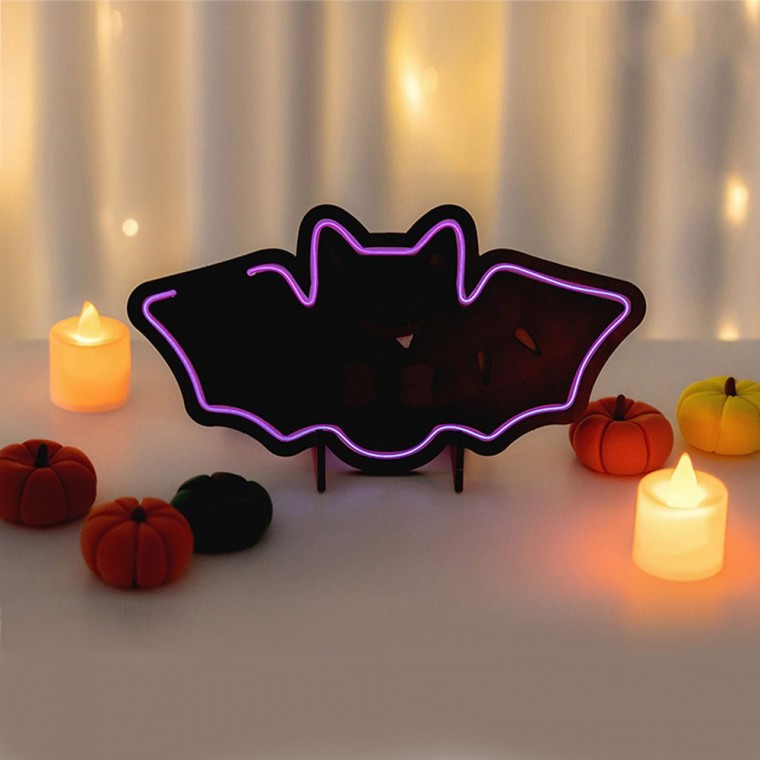 Vật liệu vui chơi Halloween Tự làm khung bảng hiệu đèn neon (dơi)