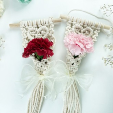 Macrame Hoa Cẩm Chướng Trái Tim Treo Tường Làm DIY Ngày Nhà Giáo Ngày Của Cha Mẹ Quà Tặng Trang Trí Tường Cây Treo