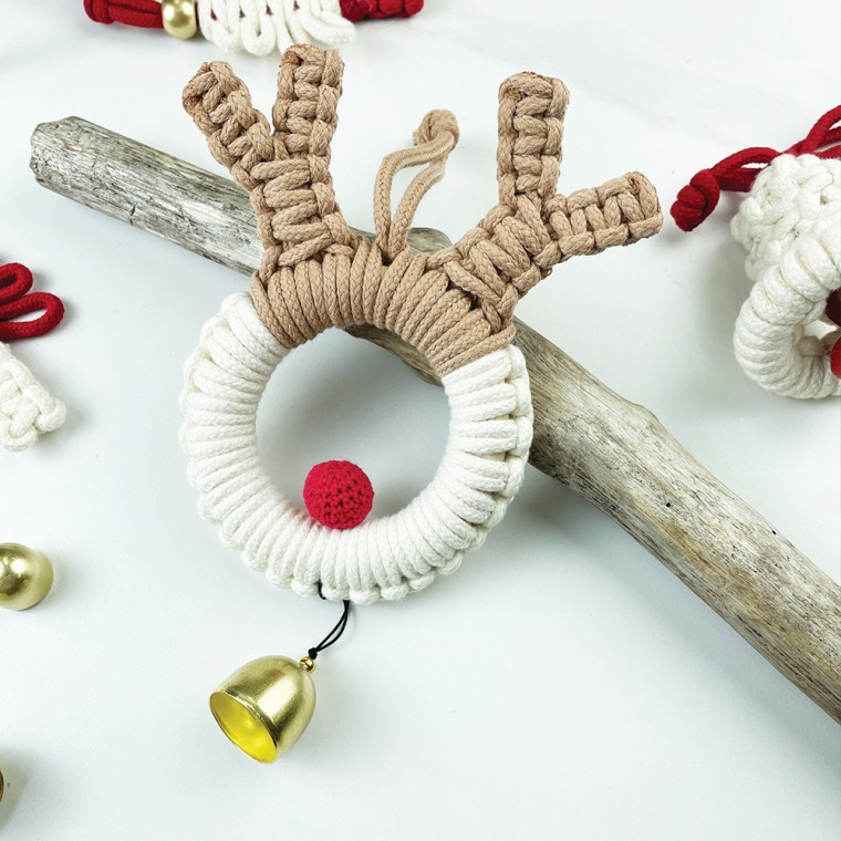 Bộ chuông cửa Macrame Giáng sinh Rudolph DIY