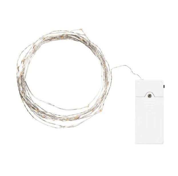 Đèn LED dây chuyền IKEA STRALA 40 đèn/trong nhà/loại pin bạc 203 32.744