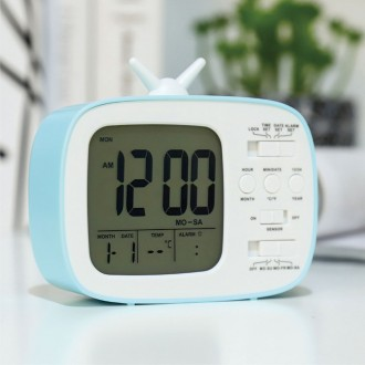 Retro TV Wireless Snooze Đồng hồ báo thức chiếu sáng tự động