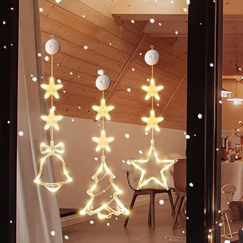 Snowflake Star Bell Deco Show Window Mood Light Winter Trong nhà Đèn LED ấm áp 3 sân khấu