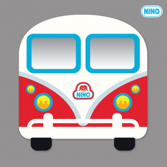 Bảng gương Nino xe minibus màu đỏ phía trước