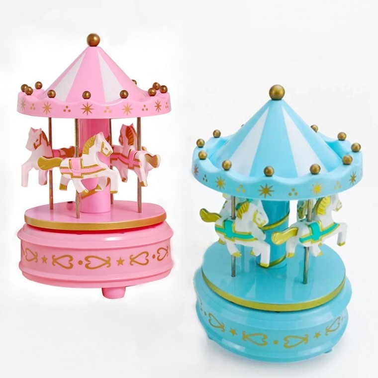 Hộp nhạc pin Retro Mini Carousel Hộp nhạc nhẹ tâm trạng