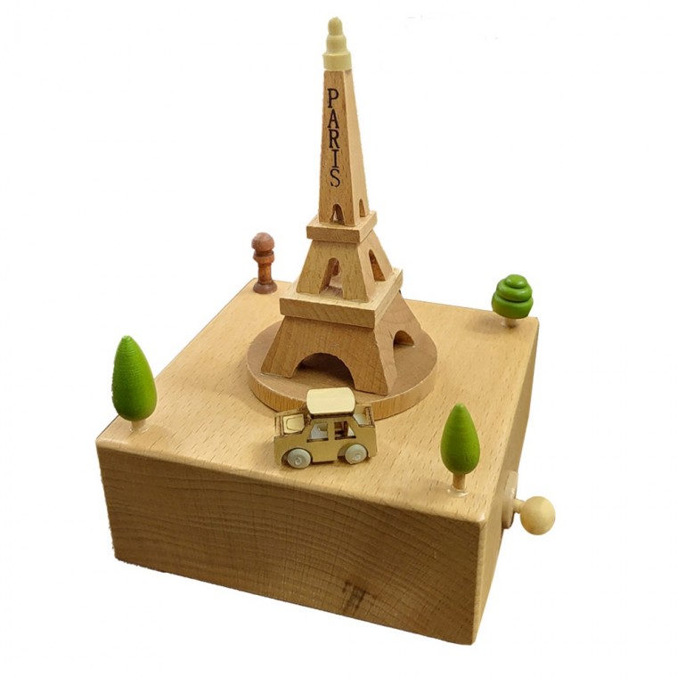 Hộp nhạc gỗ lên dây di chuyển Hộp nhạc gỗ tháp Eiffel