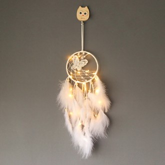 LED Bướm Lông Dream Catcher Ngọc Trai Bắc Âu Dream Catcher