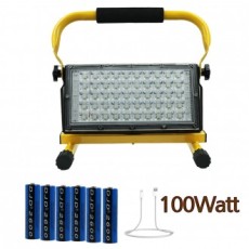 Đèn LED sạc cắm trại ngoài trời 100 Watt 200SMD Đèn làm việc Đèn chiếu sáng bao gồm 6 pin sạc Đèn pha WJ005 AX