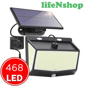 LifeN thông số kỹ thuật cực cao Bảng điều khiển 468 lỗ có thể tháo rời Đèn LED cảm biến năng lượng mặt trời Đèn sân vườn năng lượng mặt trời Đèn đường đèn tường ngoại thất