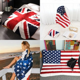 100x75 Union Jack Chồn Microfiber Lông Cừu Lập Chăn Cờ Mang Theo