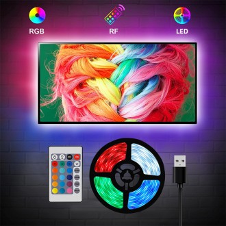 Đèn LED đủ màu RGB 5V Dây USB chiếu sáng gián tiếp Bộ điều khiển từ xa DIY 16 màu