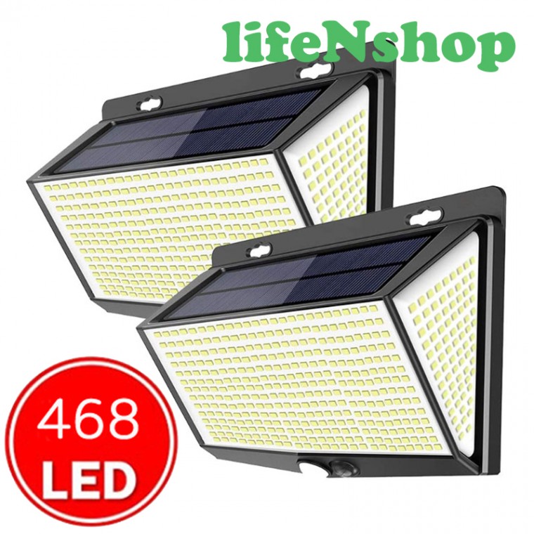 Đèn cảm biến năng lượng mặt trời LifeN 468 lỗ Đèn LED sân vườn năng lượng mặt trời Đèn tường ngoại thất