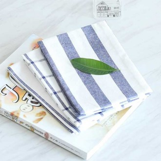 Khăn trải bàn bằng vải cotton kẻ sọc xanh cổ điển dành cho nhà bếp