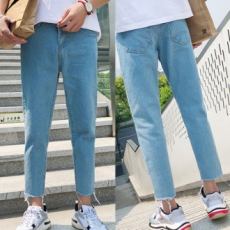 Quần Jean Nam Crop Quần Cắt Quần Jean Xanh Nhạt Denim Quần Ống Suông INSUM12